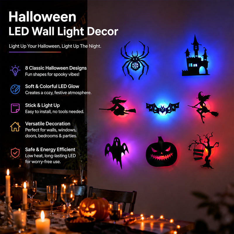 Halloween LED Glow Wall Stickers -1 set (8 styles)