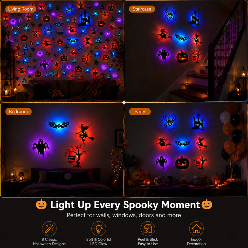 Halloween LED Glow Wall Stickers -1 set (8 styles)