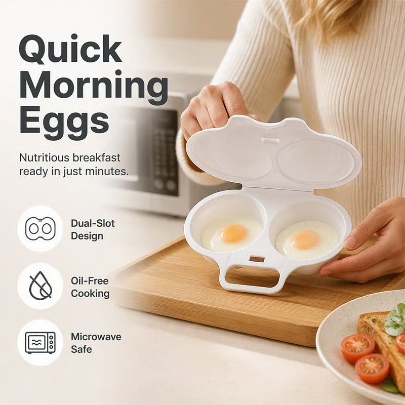 Limited-Time Offer: Buy One, Get One Free🎁-🍳 Microwave Egg Poacher for Quick and Easy Breakfasts