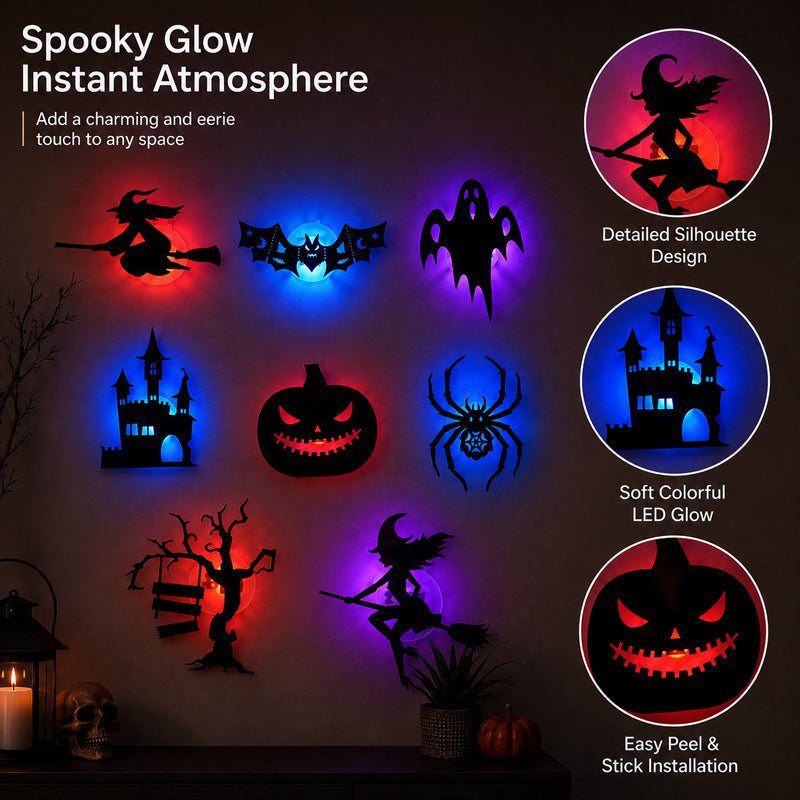 Halloween LED Glow Wall Stickers -1 set (8 styles)