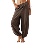 Tanming Women's Baggy Wide-Leg Pants - Casual, Elastic-Waisted, Bohemian Minimalist Basic Women's Clothes Bottom with Pockets,summerwins,summeroutfits,vacationoutfits,beachoutfits,back to school shopping