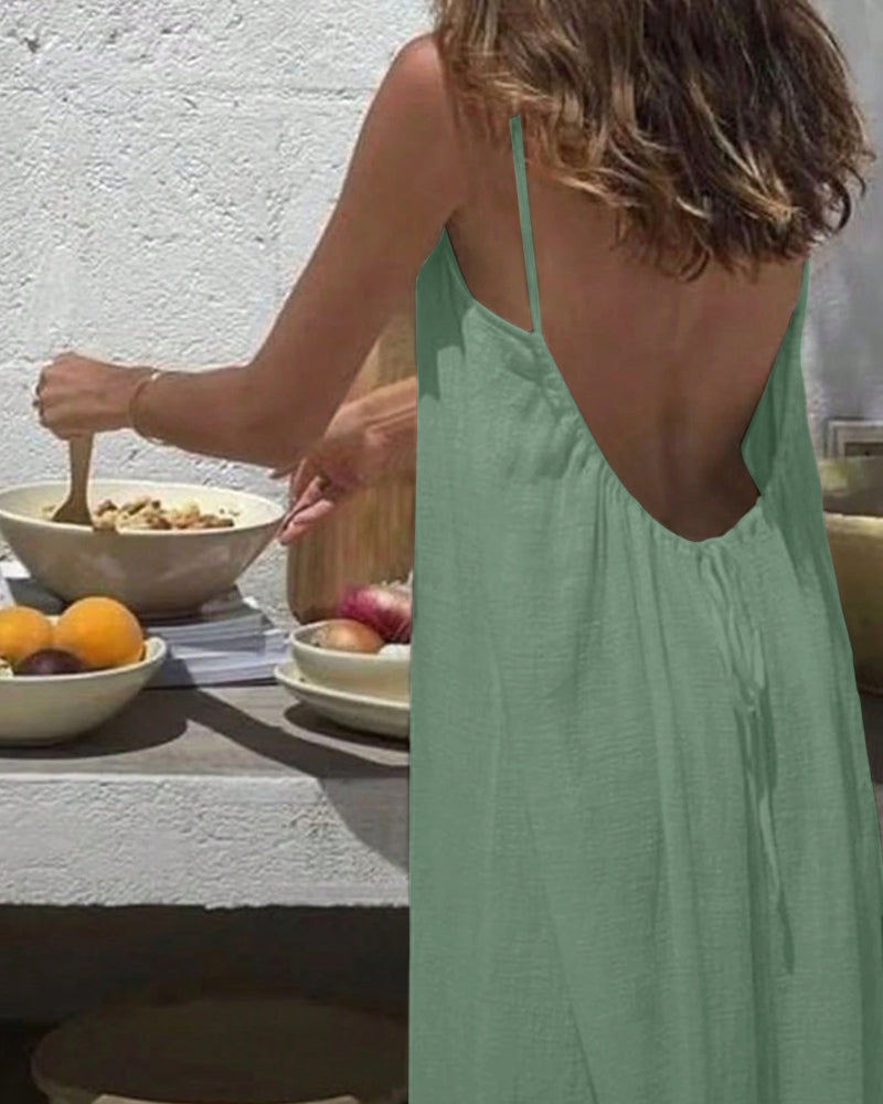 💃LAST DAY SAEL 40% OFF!!✨Women's Solid Color Cami Lounge Dress💕