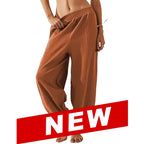 Tanming Women's Baggy Wide-Leg Pants - Casual, Elastic-Waisted, Bohemian Minimalist Basic Women's Clothes Bottom with Pockets,summerwins,summeroutfits,vacationoutfits,beachoutfits,back to school shopping