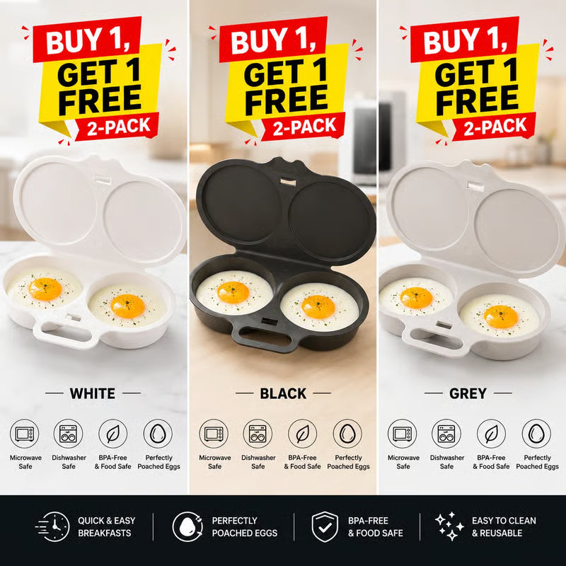 Limited-Time Offer: Buy One, Get One Free🎁-🍳 Microwave Egg Poacher for Quick and Easy Breakfasts