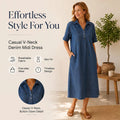 👗 50% OFF NOW! 👖 Casual Pocket Denim Midi Shirt Dress – Soft denim & relaxed fit – Functional pockets, perfect for everyday casual – comfortable and versatile ✨🌸