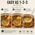 🥣 Fat Skimmer Ladle | Clear Oil Separator Spoon for Soup, Broth & Stew