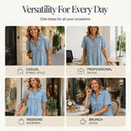 👗 50% OFF NOW! 👖 Casual Pocket Denim Midi Shirt Dress – Soft denim & relaxed fit – Functional pockets, perfect for everyday casual – comfortable and versatile ✨🌸