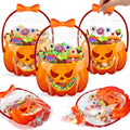 50 Pcs Halloween Treat Bags with Handles, Pumpkin Plastic