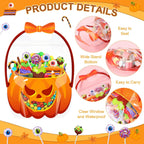50 Pcs Halloween Treat Bags with Handles, Pumpkin Plastic