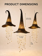 3-Piece Lighted Witch Hat Set with Cascading Stars