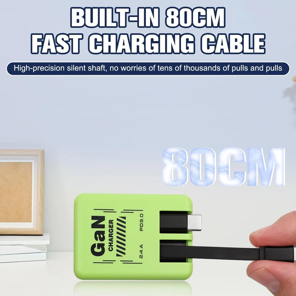 Smart Charger, 2 in 1 W&O 120w Fast Charger, Retractable Wall Fast Charger, Portable Charger with All in 1 Foldable Plug, Fast Charging Power Adapter for Smartphones