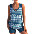 ⏰LAST DAY 60% OFF🌊Women's Tummy Control Tankini Set with Built-In Bra – Flattering Boho Swimwear with Shorts