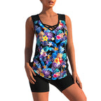 ⏰LAST DAY 60% OFF🌊Women's Tummy Control Tankini Set with Built-In Bra – Flattering Boho Swimwear with Shorts