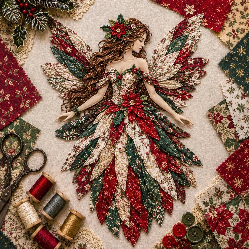 🧚‍♀️🌸 Premium Fairy Patchwork DIY Kit | High-Quality Layered Fabric with Floral Wings DIY Handmade Fantasy Wall Decor ✨