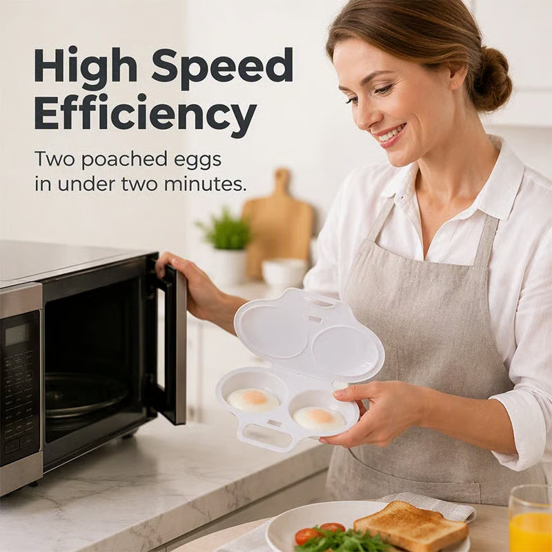 Limited-Time Offer: Buy One, Get One Free🎁-🍳 Microwave Egg Poacher for Quick and Easy Breakfasts