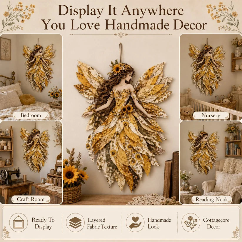🧚‍♀️🌸 Premium Fairy Patchwork DIY Kit | High-Quality Layered Fabric with Floral Wings DIY Handmade Fantasy Wall Decor ✨