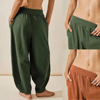 Tanming Women's Baggy Wide-Leg Pants - Casual, Elastic-Waisted, Bohemian Minimalist Basic Women's Clothes Bottom with Pockets,summerwins,summeroutfits,vacationoutfits,beachoutfits,back to school shopping