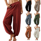 Tanming Women's Baggy Wide-Leg Pants - Casual, Elastic-Waisted, Bohemian Minimalist Basic Women's Clothes Bottom with Pockets,summerwins,summeroutfits,vacationoutfits,beachoutfits,back to school shopping
